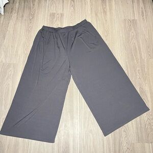 CIDER Wide Leg Palazzo Pants 3XL Ribbed Knit Grey Pull On Travel Lounge Comfort